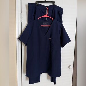 Figs Navy Scrub Top and Pants